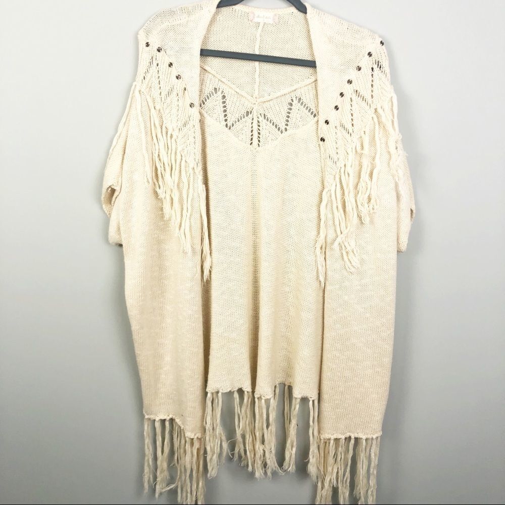 ALTAR’D STATE | Beige Sweater Kimono Boho Fringe Cardigan Women’s Size Small